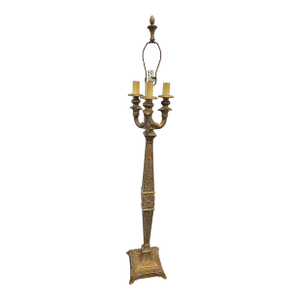 Vintage Victorian Style Heavy Painted Metal 4-Light Torchiere Floor Lamp