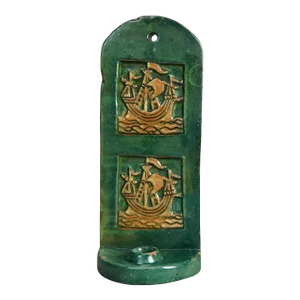 Antique Monmouth Pottery Slab Terra Cotta Candle Sconce, Bucks County, Circa 1910