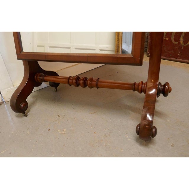 Large Victorian Mahogany Cheval Mirror For Sale - Image 4 of 10