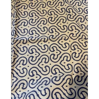 1990s Madeline Weinrib Blockprint Purple on Natural Ground Organic Cotton Remnant- 3 Yards For Sale