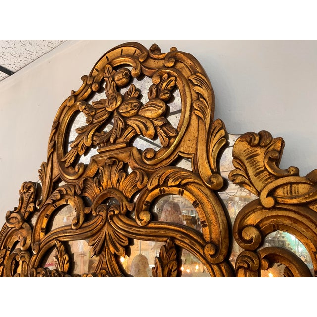 Wood Vintage Hand Craved Italian Gilt Wood Mirror For Sale - Image 7 of 11