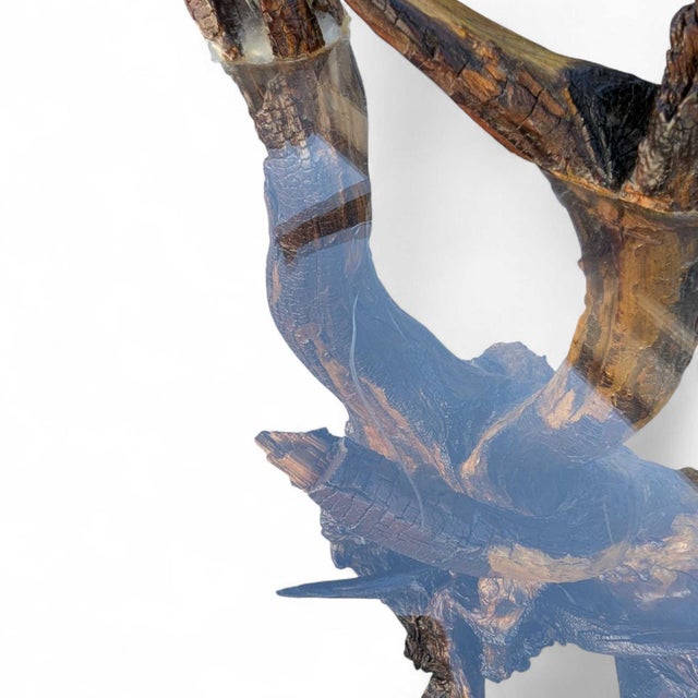 Vintage Organic Modern Driftwood Side Table With Acrylic Top, Mid-Century For Sale In Los Angeles - Image 6 of 18