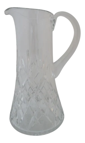 Vintage Large Cut Glass Water Jug Barware Pitcher 11.5"