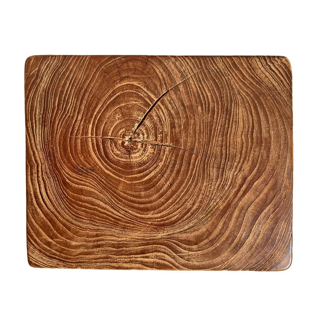Contemporary Rustic Modern Solid Teak Block Vintage End / Side Table For Sale - Image 3 of 10