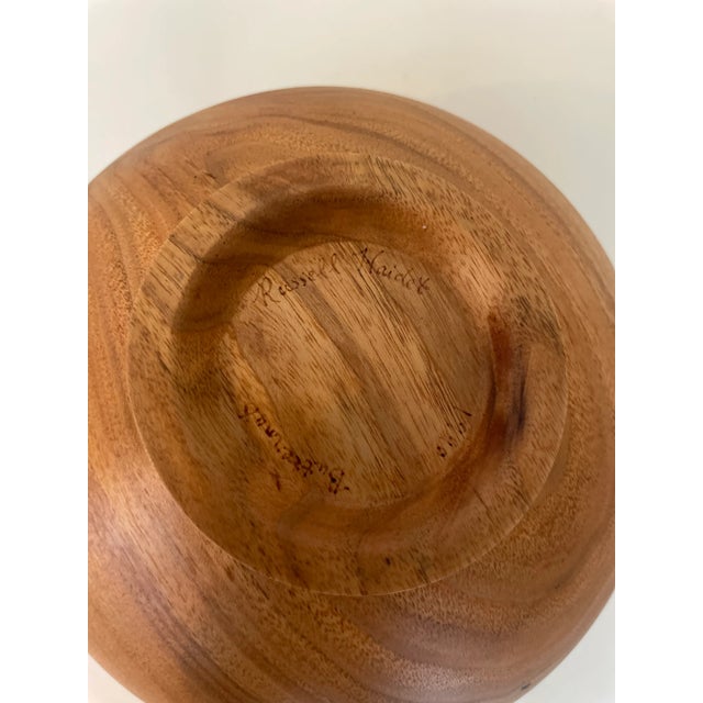 Brown Hand Turned Butternut Walnut & Live Edge Bowl For Sale - Image 8 of 9