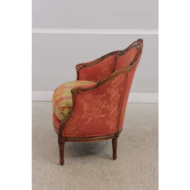 Vintage French Provincial Upholstered Love Seat Settee For Sale - Image 12 of 18