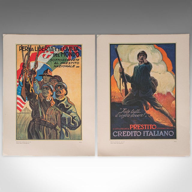 Beige Vintage Folio of 12 Posters, Italian, Prints, Wwi Propaganda, Art Exhibition Set For Sale - Image 8 of 12