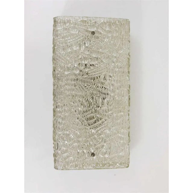 Gold Square Textured Glass Flush Mount or Sconce attributed to J. T. Kalmar for Kalmar, Austria, 1950s For Sale - Image 8 of 11