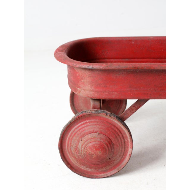 Mid-Century Red Toy Metal Wagon For Sale - Image 6 of 12