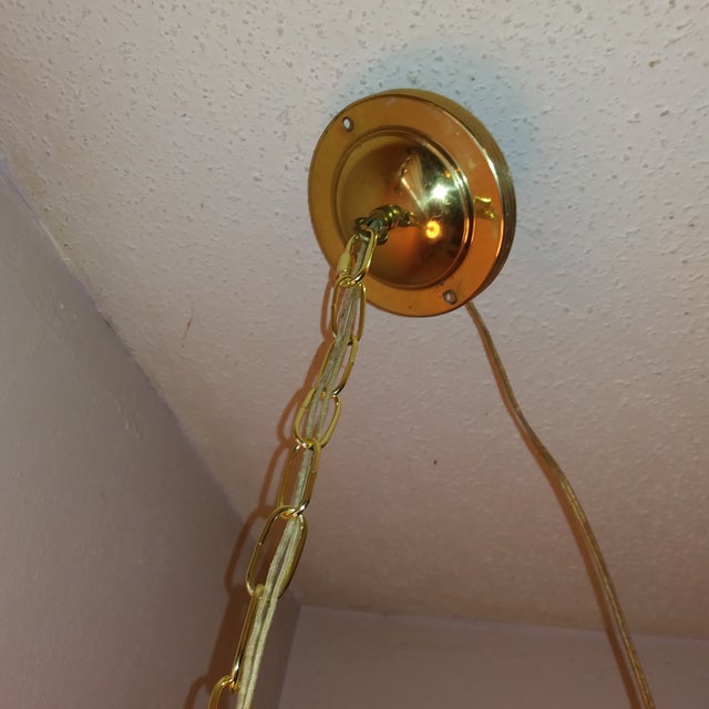 1950s Mid Century Modern Textured Ribbed Italian Ceiling Pendant Light For Sale - Image 13 of 13