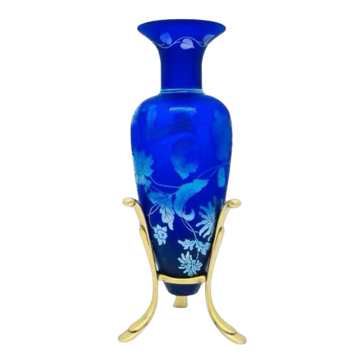 Fenton Favrene Amphora Vase-Nancy Fenton Signed-Centennial Blue