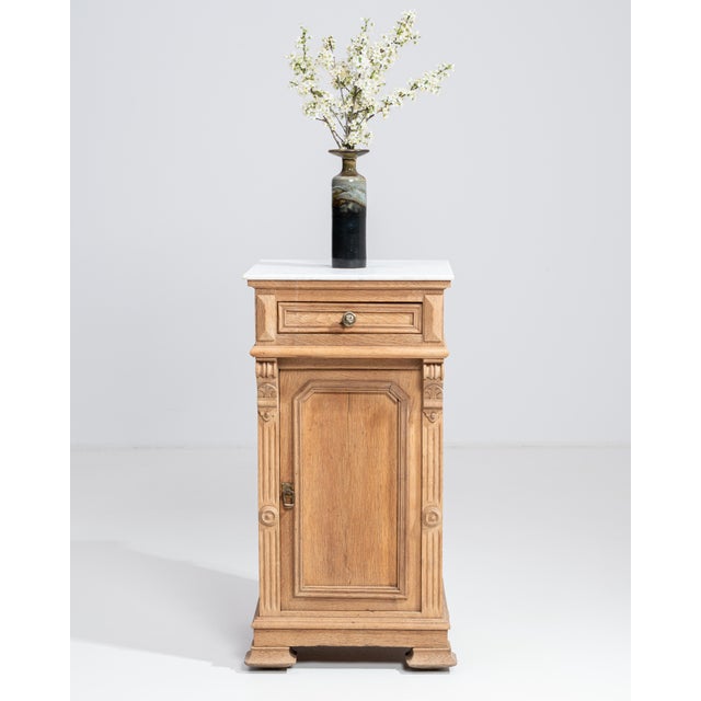 Early 20th Century French Oak Marble-Top Side Table For Sale - Image 12 of 15