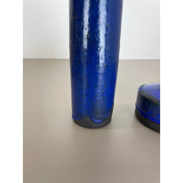 Blue Ceramic Studio Vase from Gerhard Liebenthron, Germany, 1970s, Set of 2 For Sale - Image 4 of 18