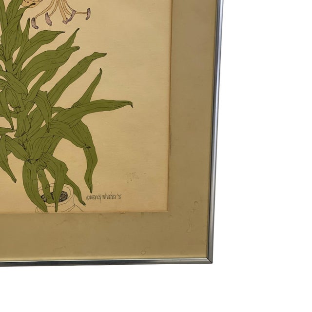 Vintage Botanical Tiger Lily Illustration by Wendy Wheeler, Signed, Framed Floral Art. For Sale In Seattle - Image 6 of 10