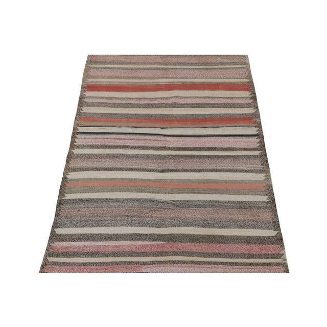 1950s 1950s Vintage Shahsavan Persian Kilim in Gray and Red Stripes, From Rug & Kilim For Sale - Image 5 of 8