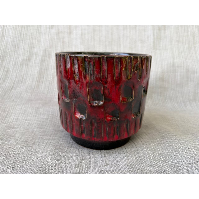 Red Vintage Red Black Planter Italy For Sale - Image 8 of 13