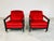 1960s Milo Baughman Style Directional Deep Red Velvet & Ebony Mahogany Club Chairs For Sale - Image 5 of 11