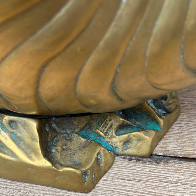 Metal Brass Patina Nautilus Shell Planter, Mid Century For Sale - Image 7 of 7