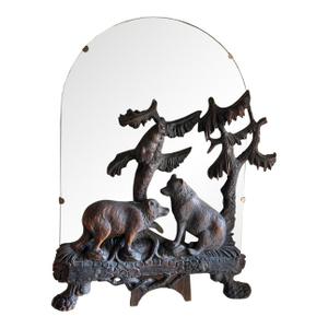 Black Forest Bear Mirror Swiss Carving