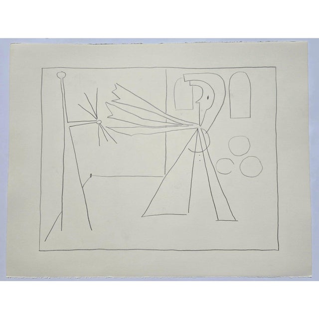 W 30 by H 23 Picasso Style Minimalist Pen Drawing / Neutral Palette, Unframed For Sale - Image 6 of 7