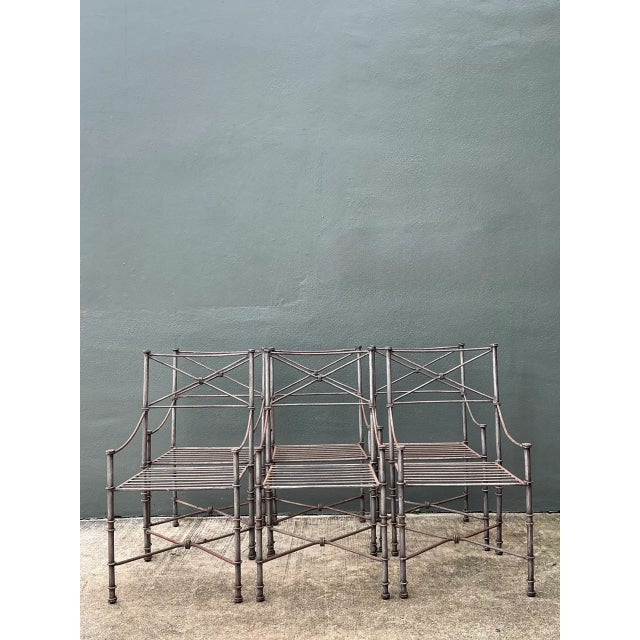 Vintage Target Back Wrought Iron Dining Chairs - Set of 6 For Sale - Image 4 of 12