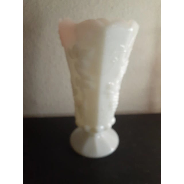 American 1950s Westmoreland Milk Glass Pedestal Grape Vase For Sale - Image 3 of 7