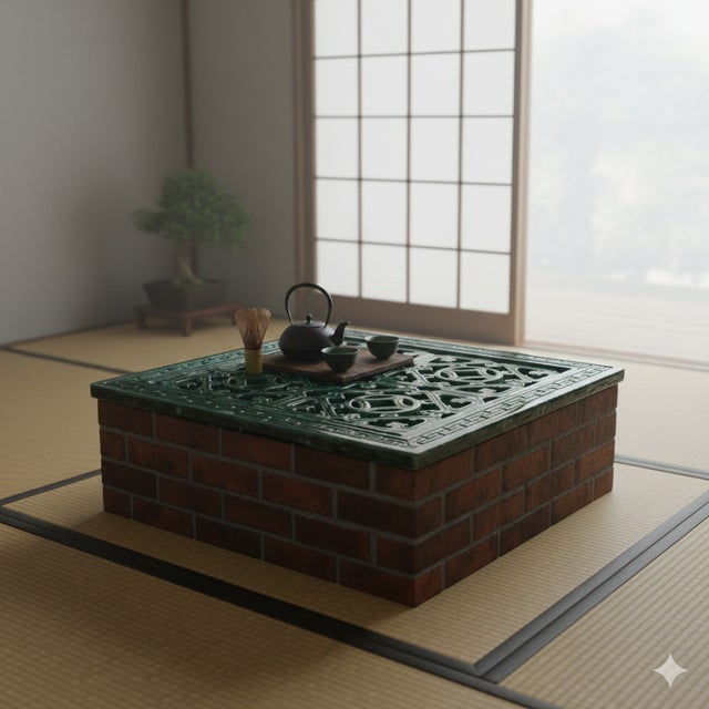 Large Chinese Oriental Green Glaze Square Ru Yi Clay Tile For Sale - Image 10 of 12