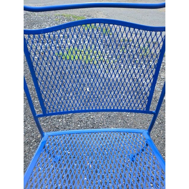 Late 20th Century Vintage Wrought Iron Patio Set Painted Ford Blue, 3 Pieces For Sale - Image 5 of 18
