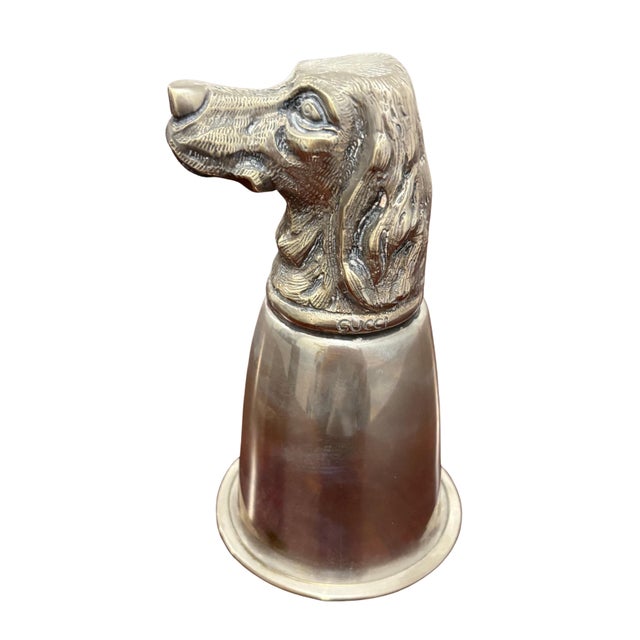English Vintage Gucci Silver-Tone Hound Dog Stirrup Cup For Sale - Image 3 of 7