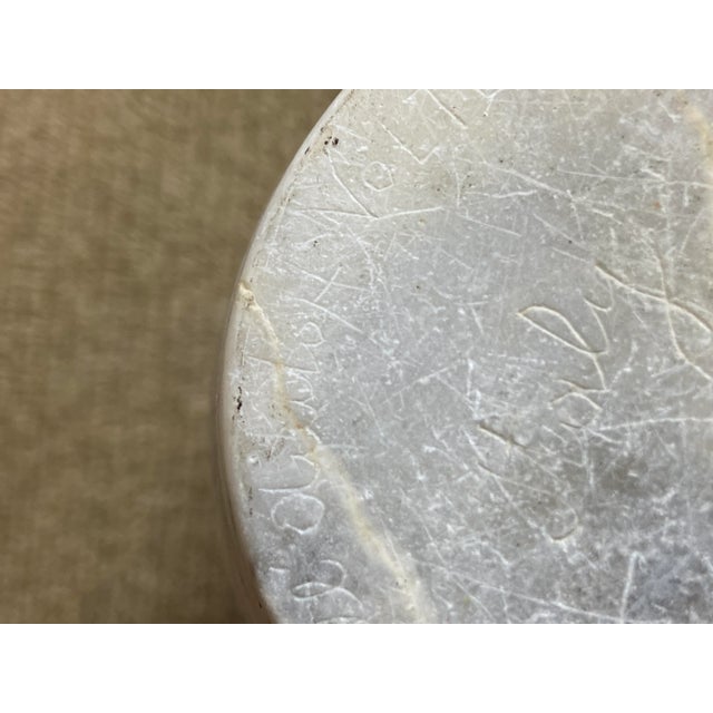 Early 20th Century Antique Volterra Italian Alabaster Olive Vessel-Signed For Sale - Image 5 of 8