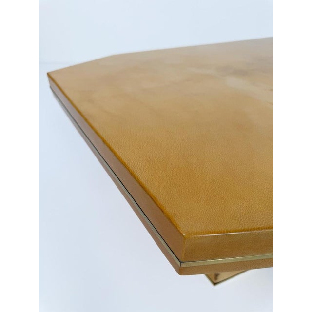 Mid-Century Italian Goatskin and Brass Coffee Table, 1970s For Sale - Image 13 of 18