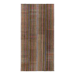 1950s Vintage Chaput Kilim in Green, Multicolor Stripe Patterns For Sale