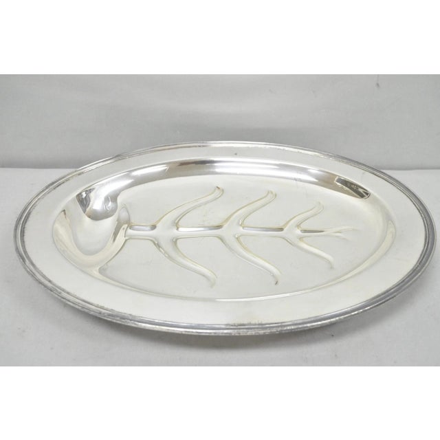 Vintage Crescent Regency Style Silver Plated Oval Cutlery Serving Platter Tray. Circa Mid 20th Century. Measurements: 1.5"...