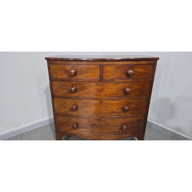 Mahogany Bow Front Chest Drawers, 1810 For Sale - Image 9 of 13