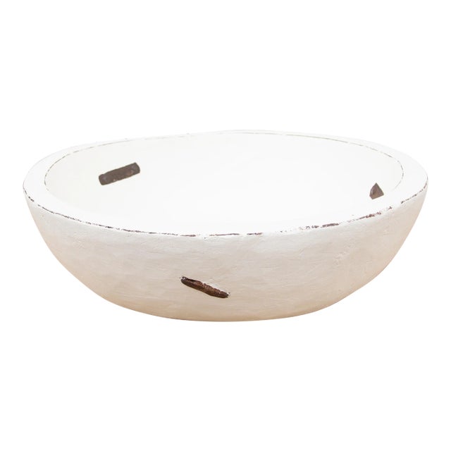 Large Metal Strap White Bowl For Sale