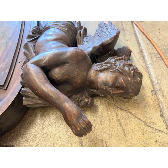 Baroque Late 19th Century Carved Lintel Featuring Carved Wooden Angels - Set of 2 For Sale - Image 3 of 12