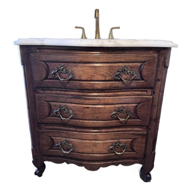 19th Century French Bath Vanity With Sink For Sale