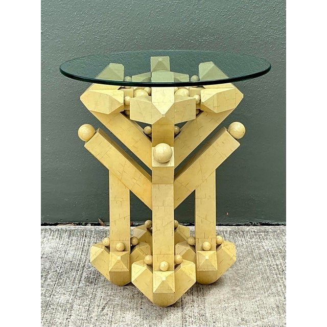 Vintage Postmodern Abstract Wood and Glass Table For Sale - Image 12 of 12