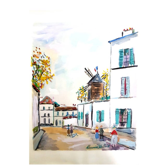 Inspired Village of Montmartre - Pochoir 1950 For Sale