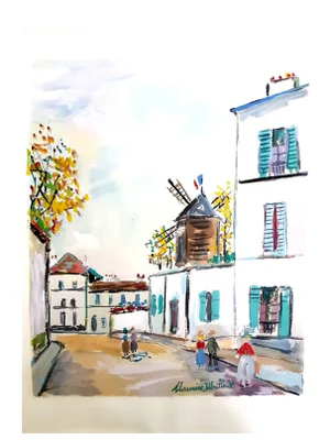 Inspired Village of Montmartre - Pochoir 1950