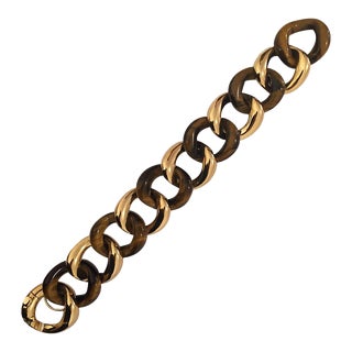 Christina Addison Tiger's Eye Gold Link Bracelet For Sale