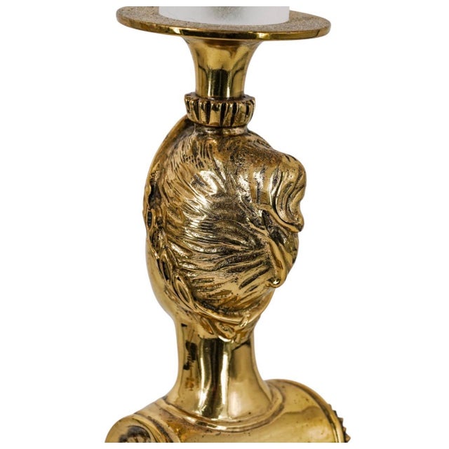 1960s (4pc) Hollywood Regency Brass Caryatid Candleholders For Sale - Image 10 of 12