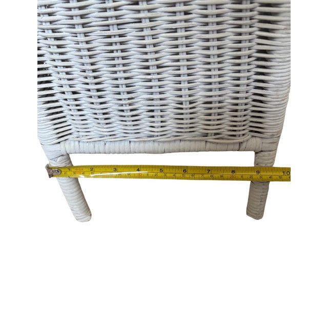 Vintage White Wicker Étagère With Double Door Cabinet & Curved Frame For Sale - Image 11 of 12