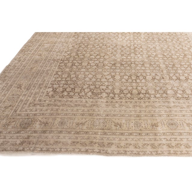 Antique Circa 1910 Hand Knotted Wool Rug, Taupe, 11ft X 14ft 10in For Sale - Image 9 of 10
