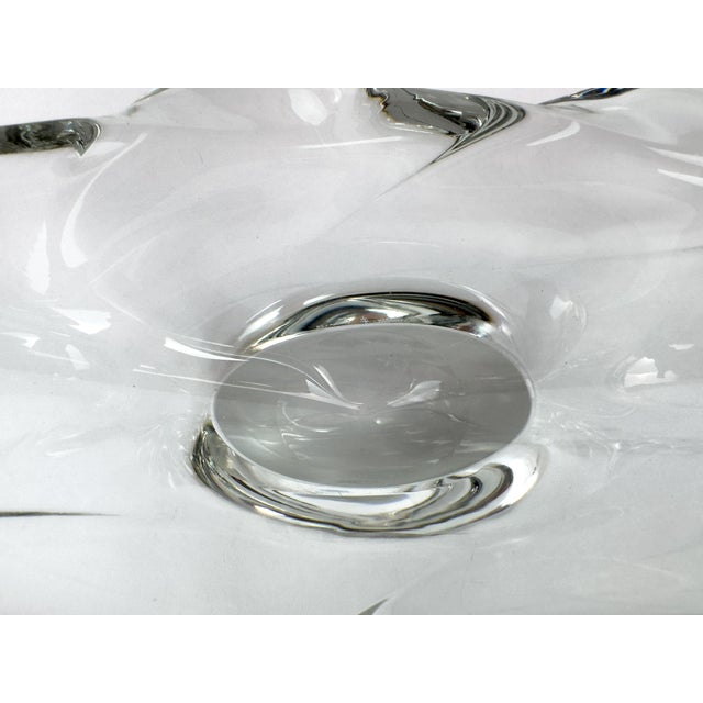 Daum France Signed Freeform Clear Crystal Centerpiece Bowl, Mid-Century For Sale - Image 10 of 13