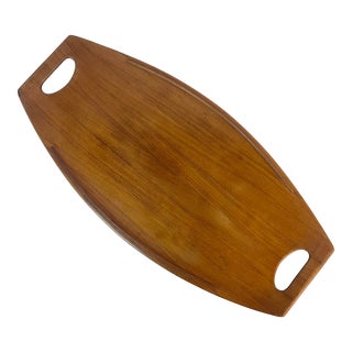 Mid-Century Danish Modern Dansk Teak Tray Charcuterie Board. For Sale