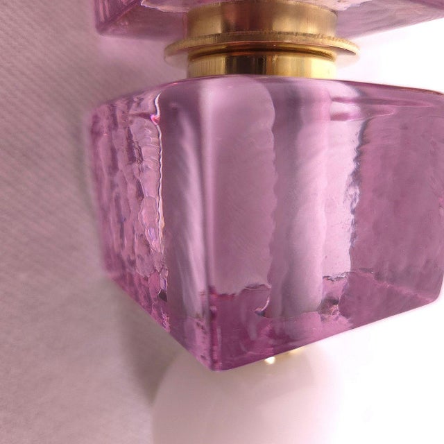 1990s Pink and Purple Murano Glass Sconces - a Pair For Sale - Image 13 of 13