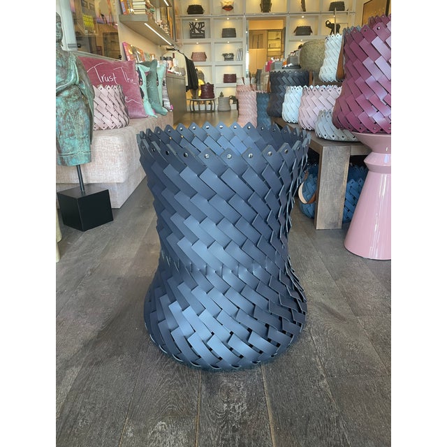 2020s Extra Large Braided Basket Charcoal For Sale - Image 5 of 5