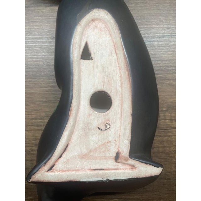 Onyx Mid-Century Ceramic Wall Sculpture "Woman With Umbrella" by Jitka Forejtová for Keramo Kostelec – Czechoslovakia, 1960s (Brussels Style) For Sale - Image 8 of 12
