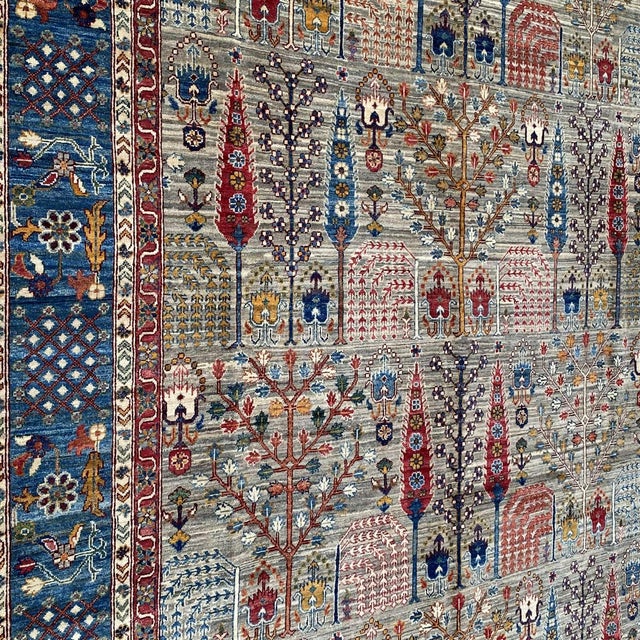Grey Persian Bakhtiari Garden Hand-Knotted Wool Rug - 9' X 11'11" For Sale - Image 17 of 17